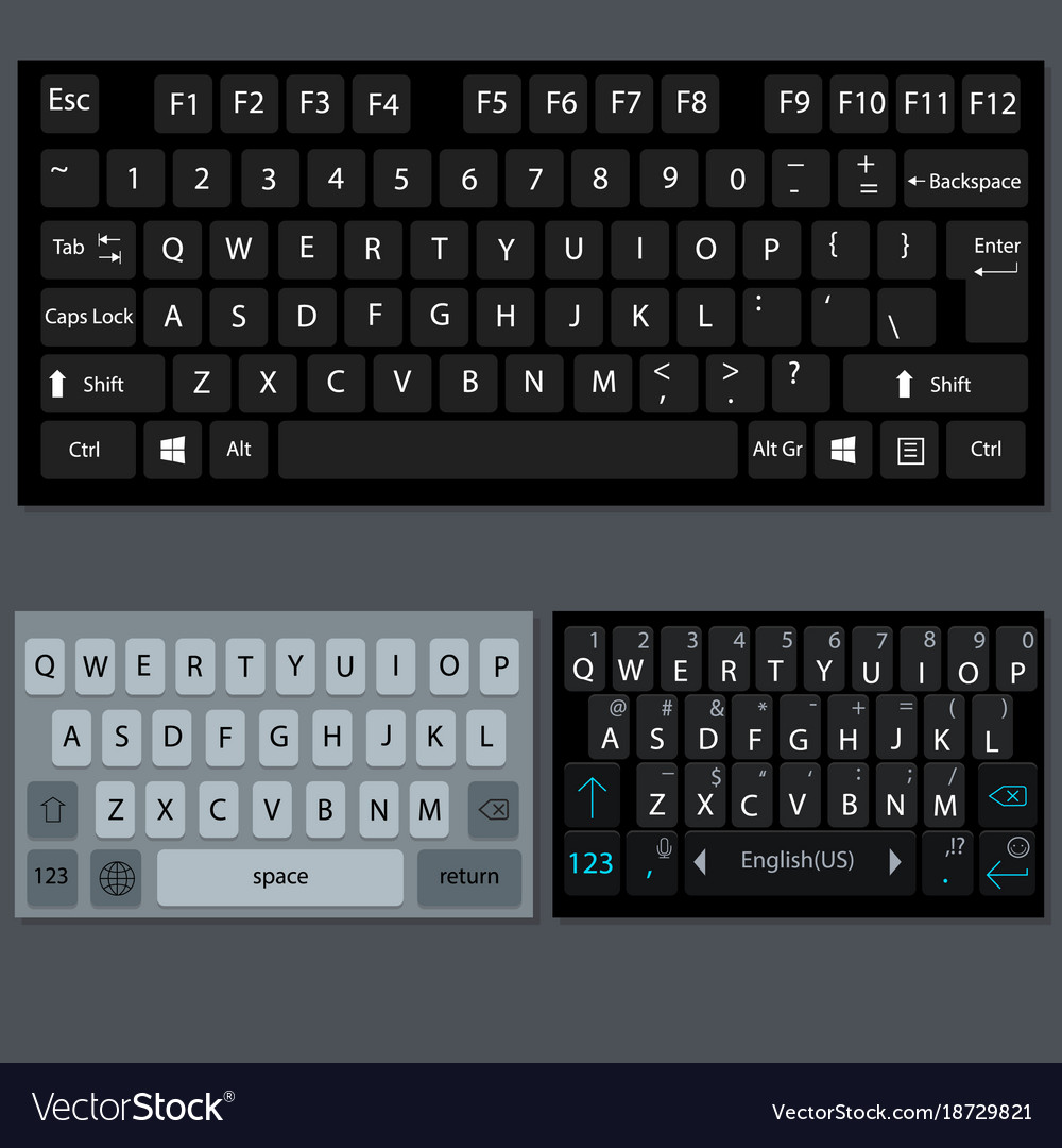 Modern smartphone and desktop keyboard Royalty Free Vector