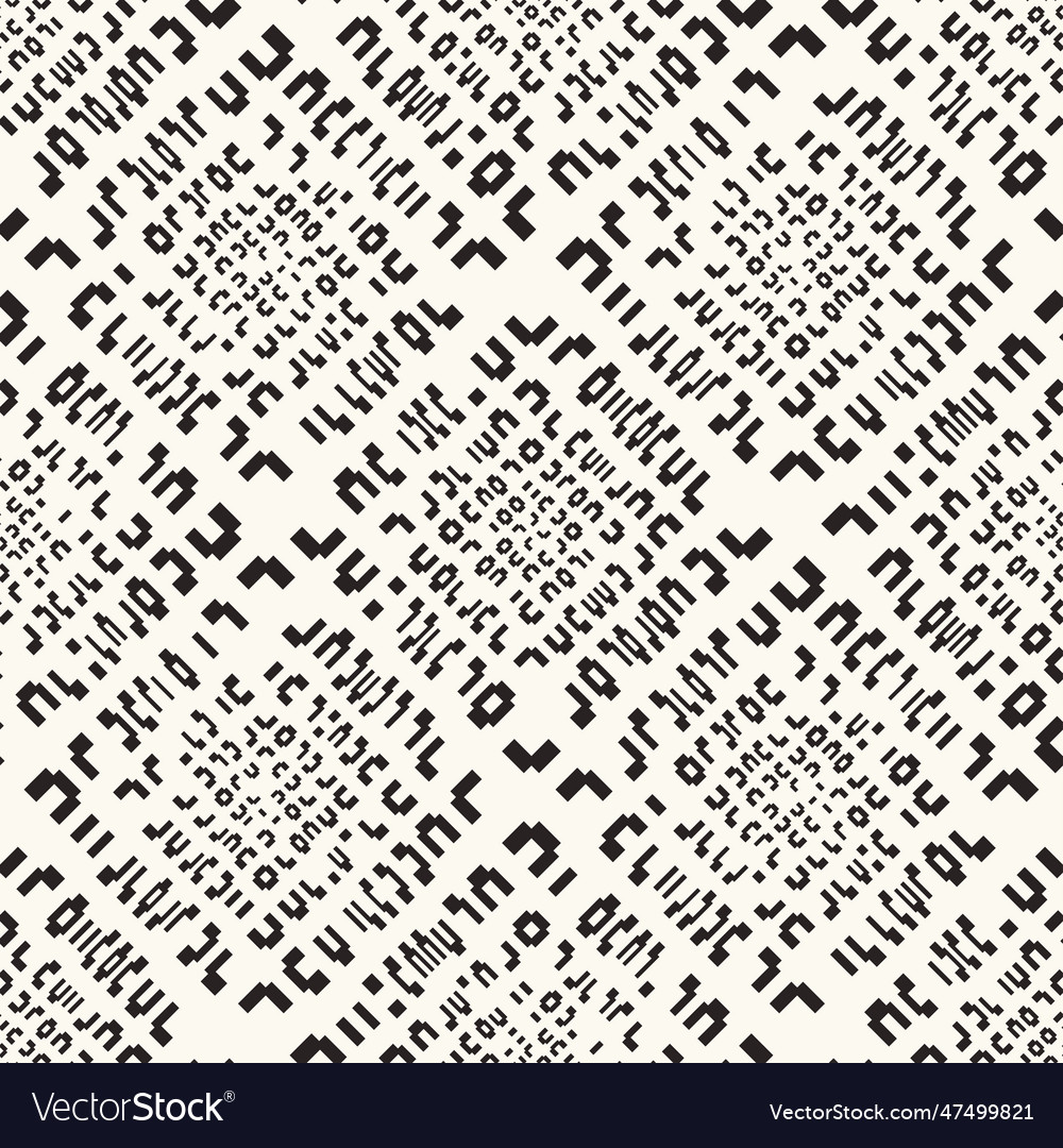 Monochrome glitch code textured pattern vector image Monochrome glitch code textured pattern
