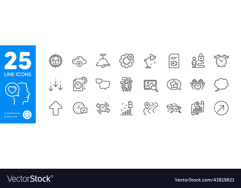 Outline icons set cloud computing face detect Vector Image Outline icons set cloud computing face detect