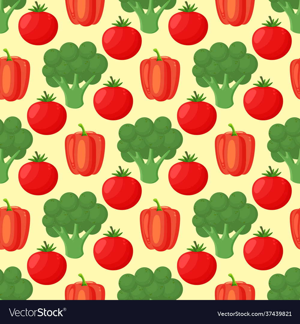 Pattern with hand drawn colorful vegetables