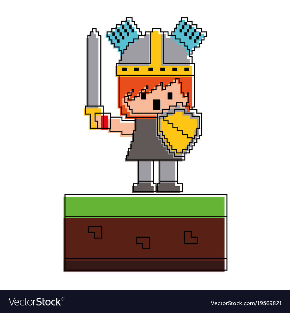 Pixel character knight video game