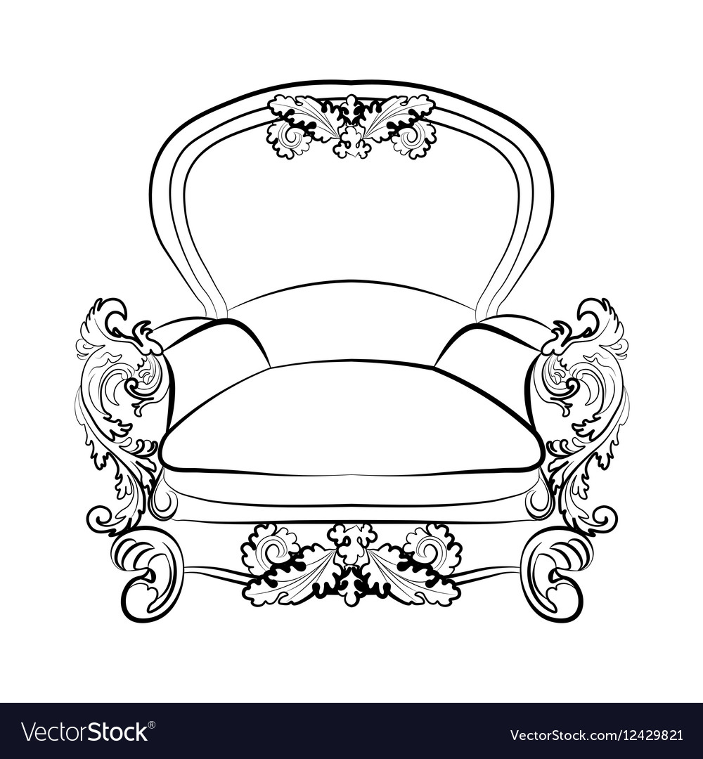 Royal imperial armchair in rococo style Royalty Free Vector