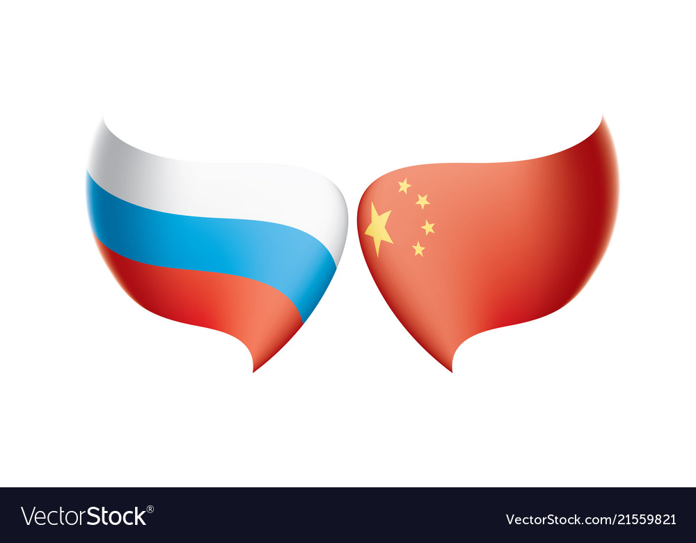 Russia and china flags