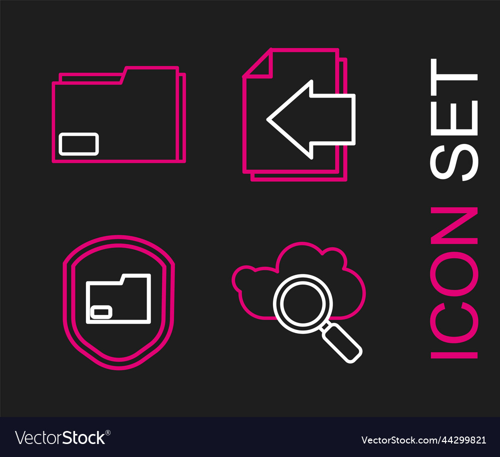 Set line search cloud computing document folder vector image Set line search cloud computing document folder