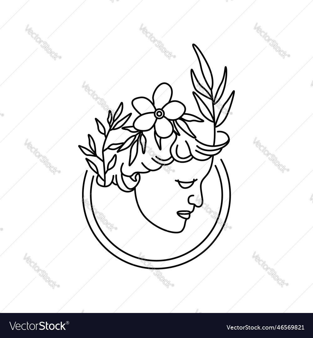 Simple line art deco female decorated Royalty Free Vector