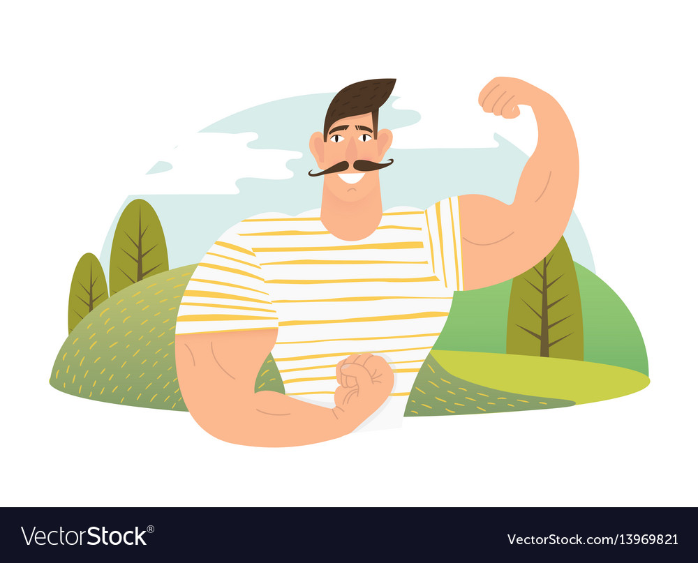 Strongman Athlete Showing Bisep Cartoon Royalty Free Vector 1299