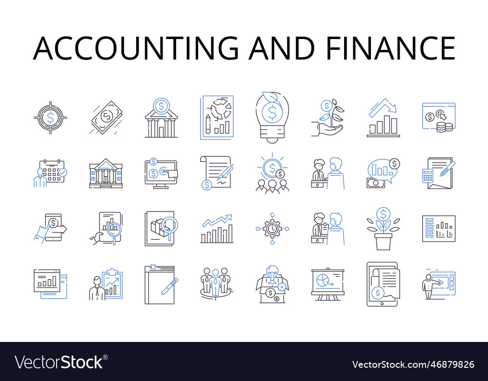 Accounting and finance line icons collection Vector Image