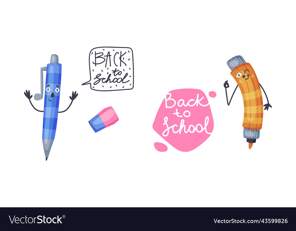 Back to school funny supplies characters