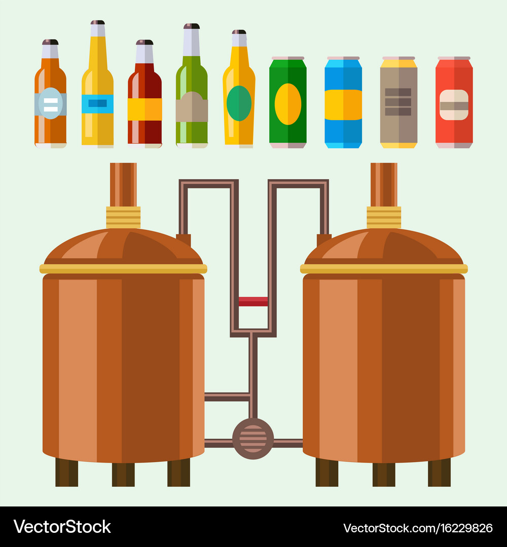 Beer brewing process alcohol factory production Vector Image