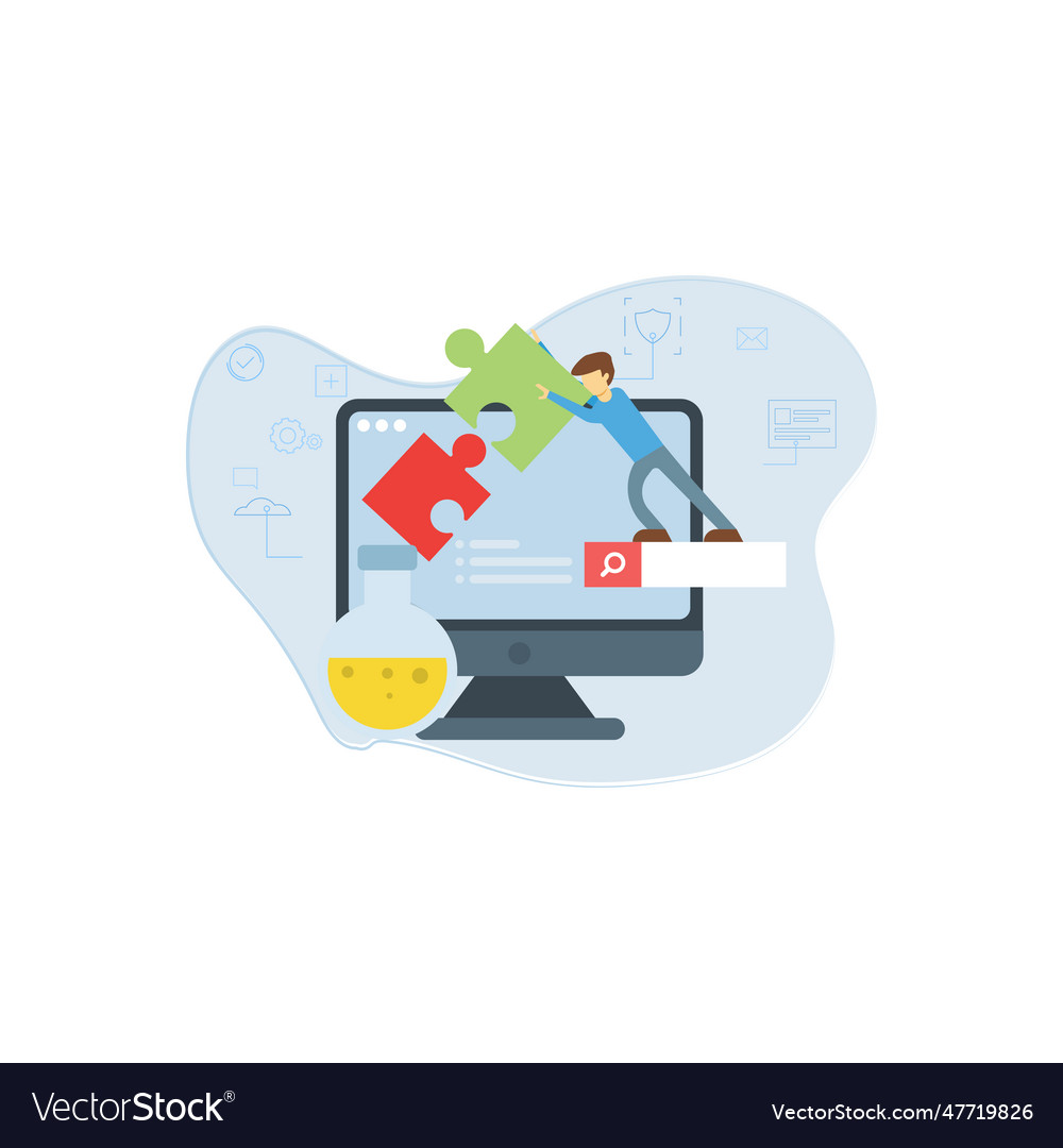 Boy is working on web development vector image Boy is working on web development