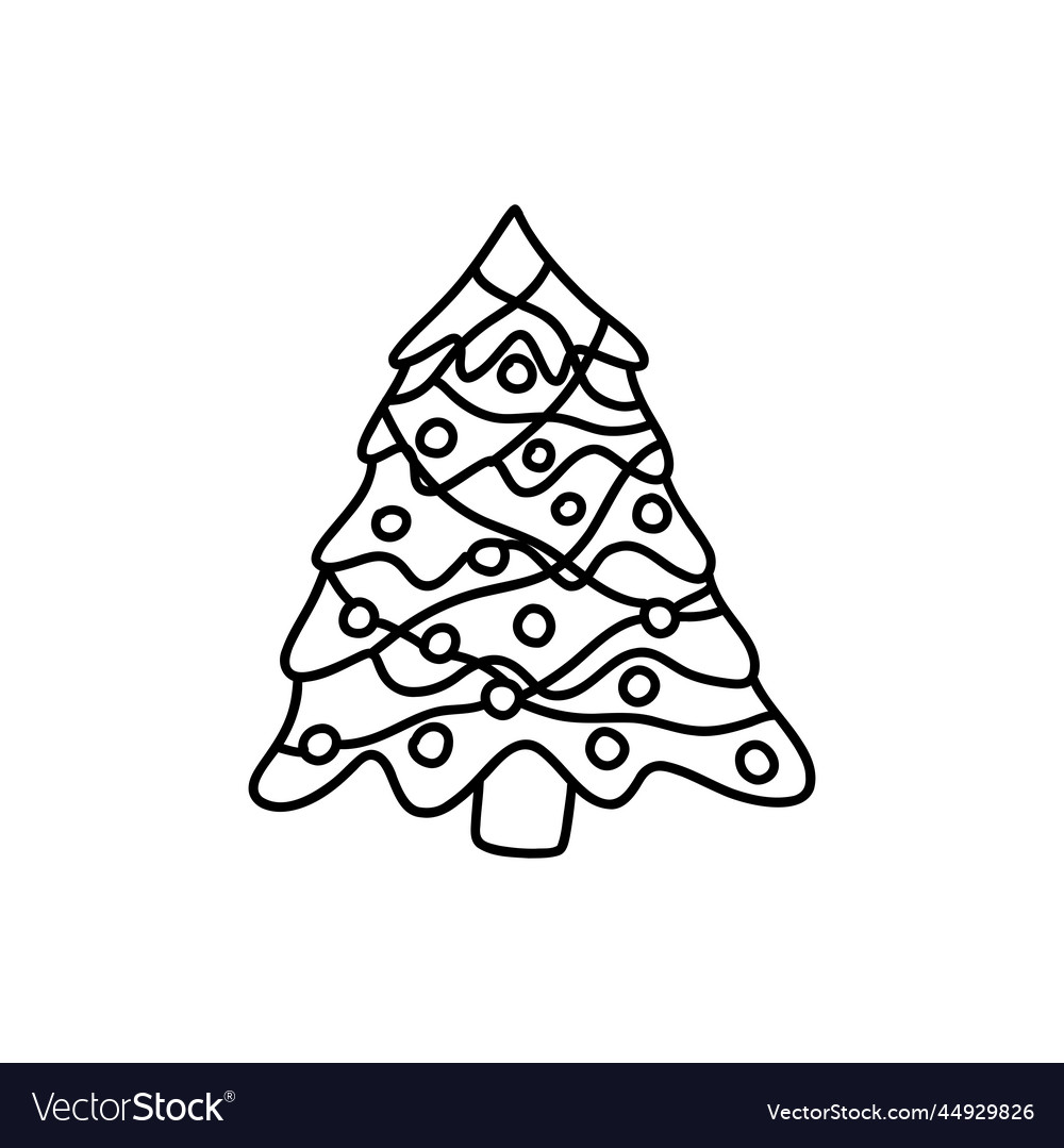 Christmas tree decorated with garland and balls Vector Image