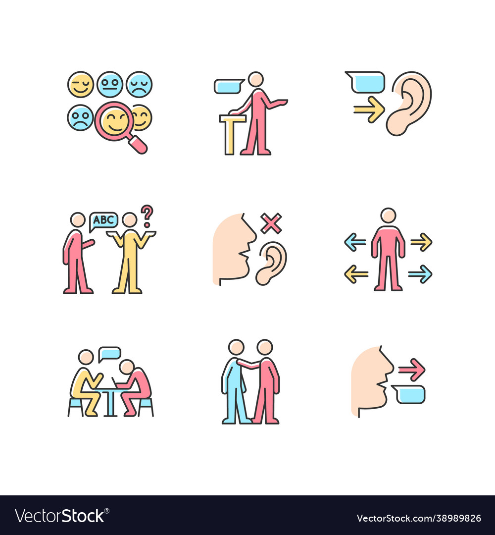 Effective communication rgb color icons set