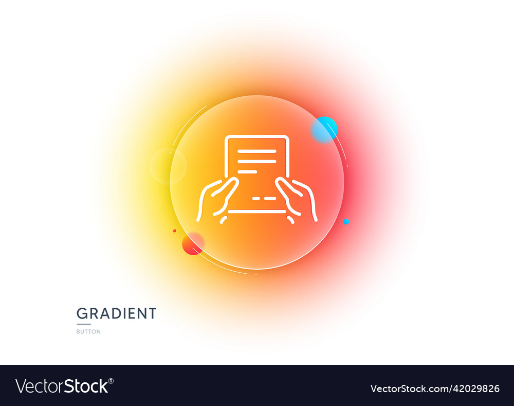 Hold document line icon text file sign gradient vector image Hold document line icon text file sign gradient