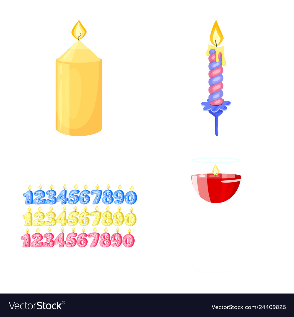 Isolated object of light and wax icon collection