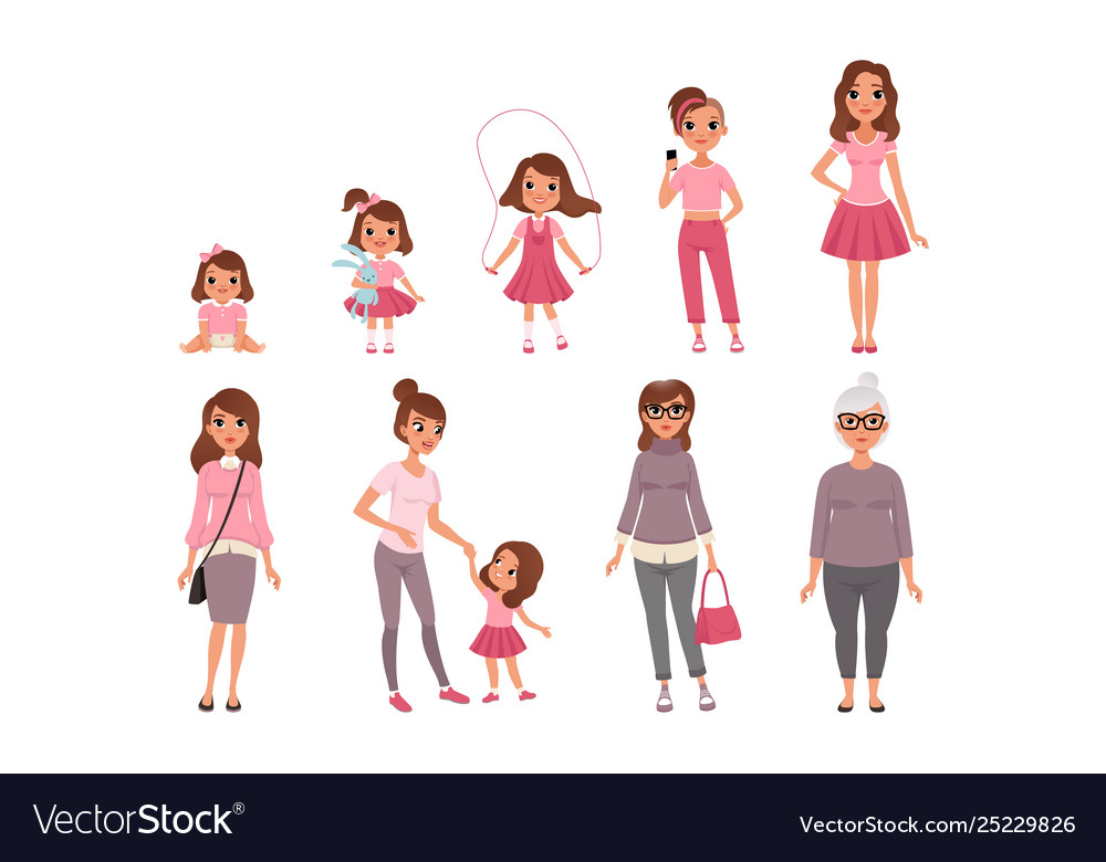 Free Vector  Set of girl picture growing up