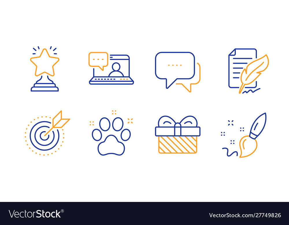 Pet friendly message and target purpose icons set