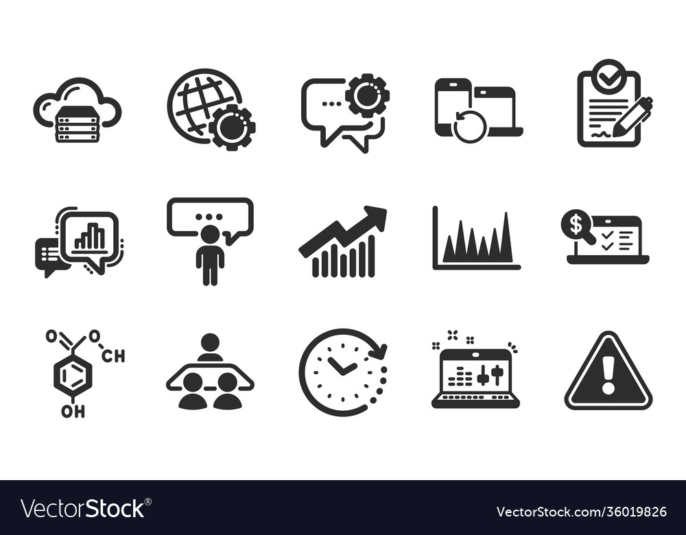 Recovery devices line graph and chart icons vector image Recovery devices line graph and chart icons