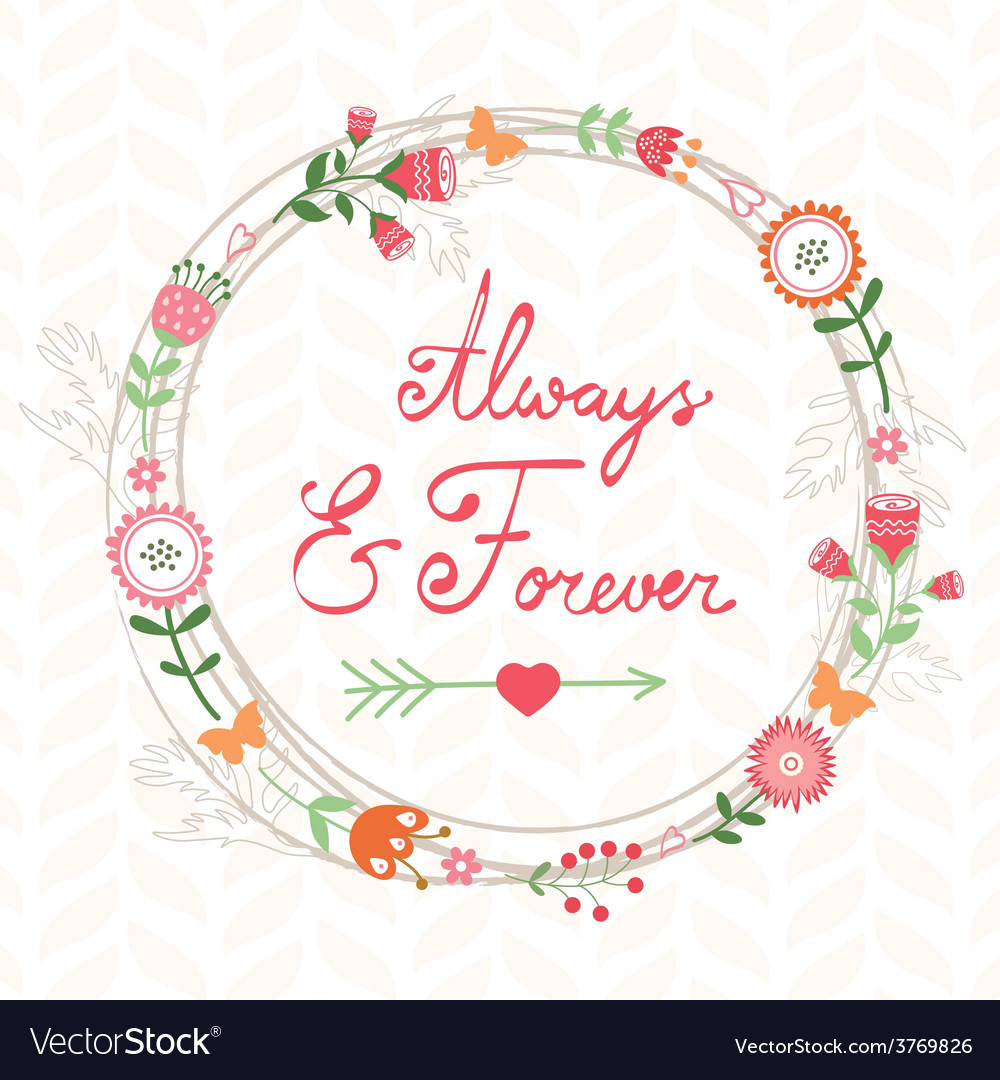 Romantic card with wreath