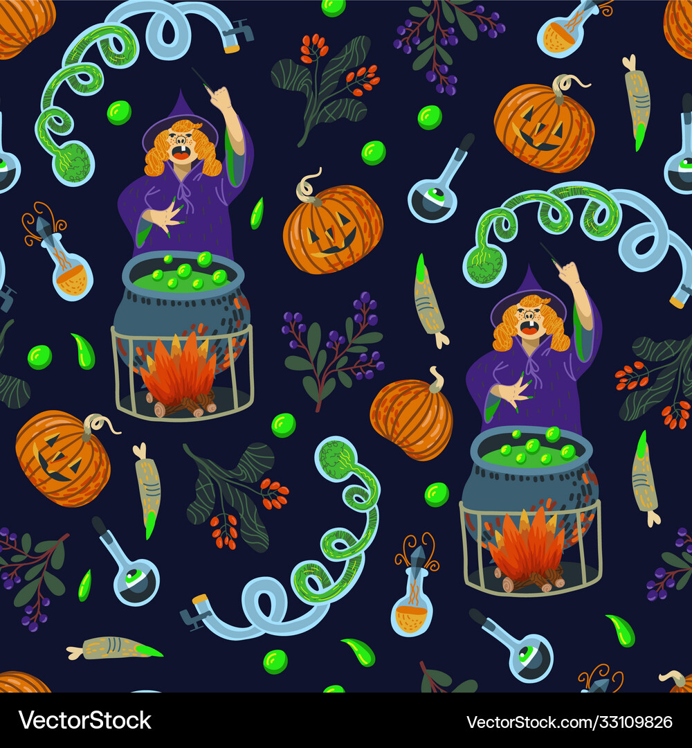 Seamless pattern with halloween scary elements Vector Image