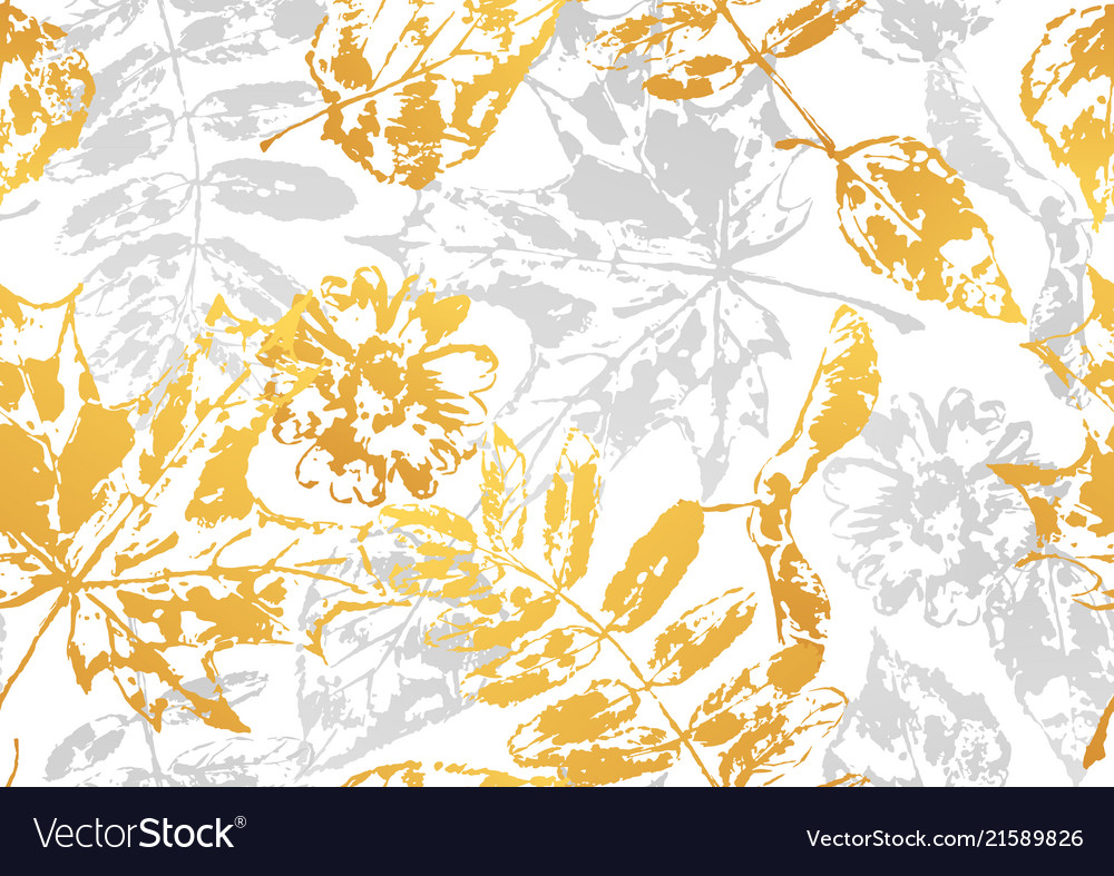 Seamless pattern with printed leaves vector image Seamless pattern with printed leaves