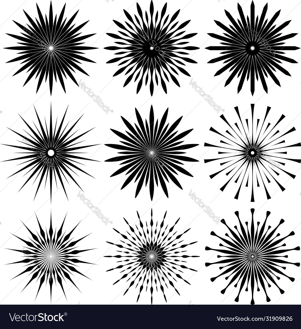 Set black rotated abstract shapes circle form vector image Set black rotated abstract shapes circle form