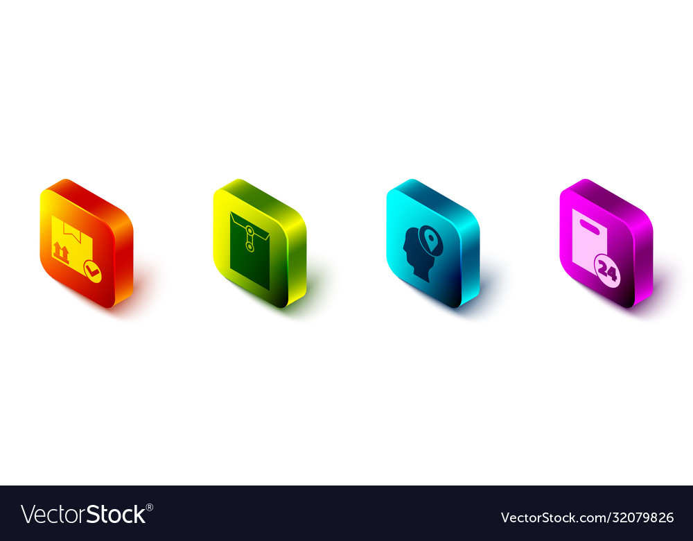 Set isometric package box with check mark vector image Set isometric package box with check mark