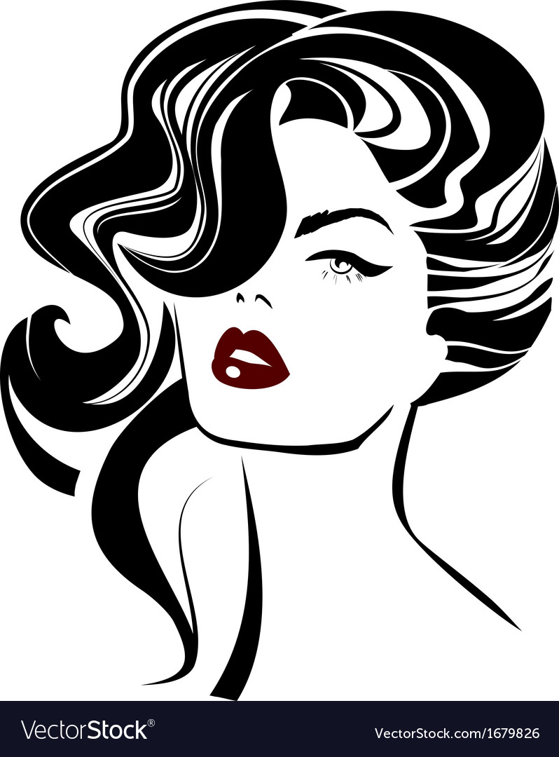 Vintage woman face fashion and hair icon Vector Image