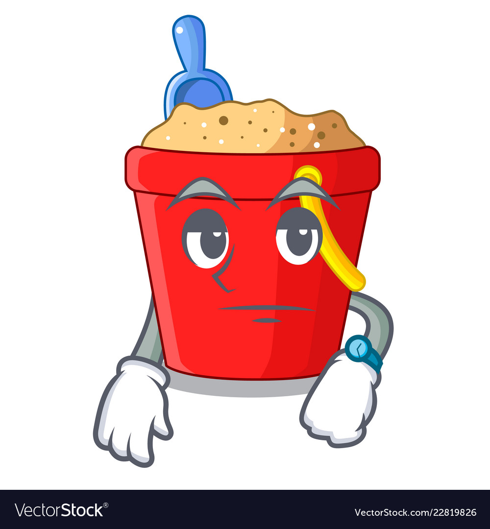 Waiting beach bucket in string shape mascot