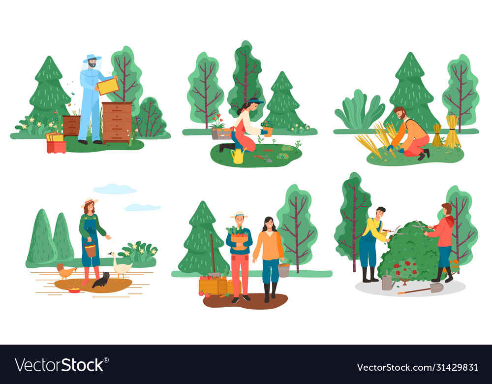 Beekeeping and farming agriculture farmers Vector Image