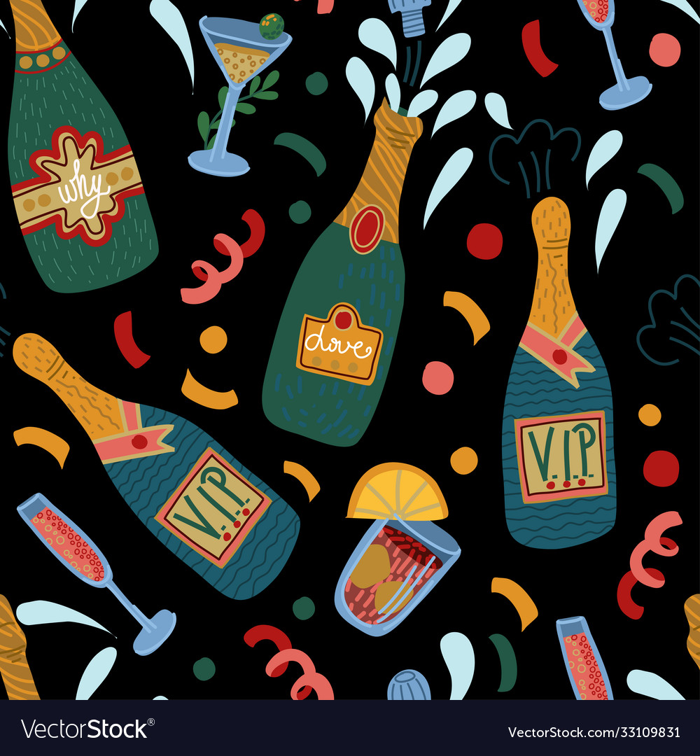 Champagne Bottle Pattern - Festive Celebration