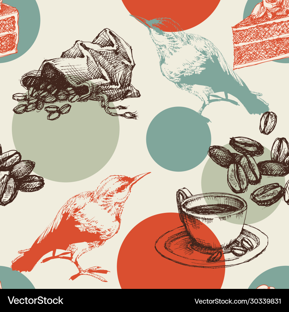 Coffee and sweets seamless pattern Royalty Free Vector Image