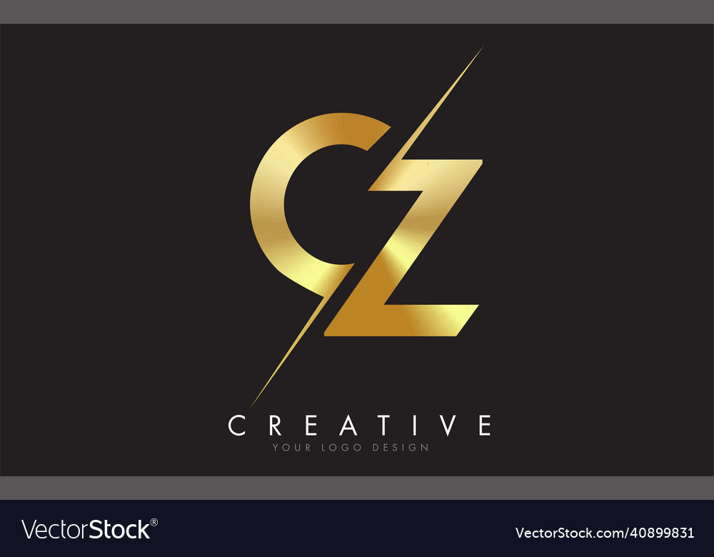 Cz c z goldene Buchstaben-Logo-Design mit einem kreativen