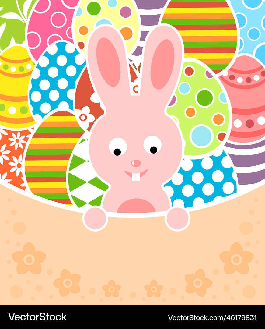 Easter background with eggs and rabbit Royalty Free Vector