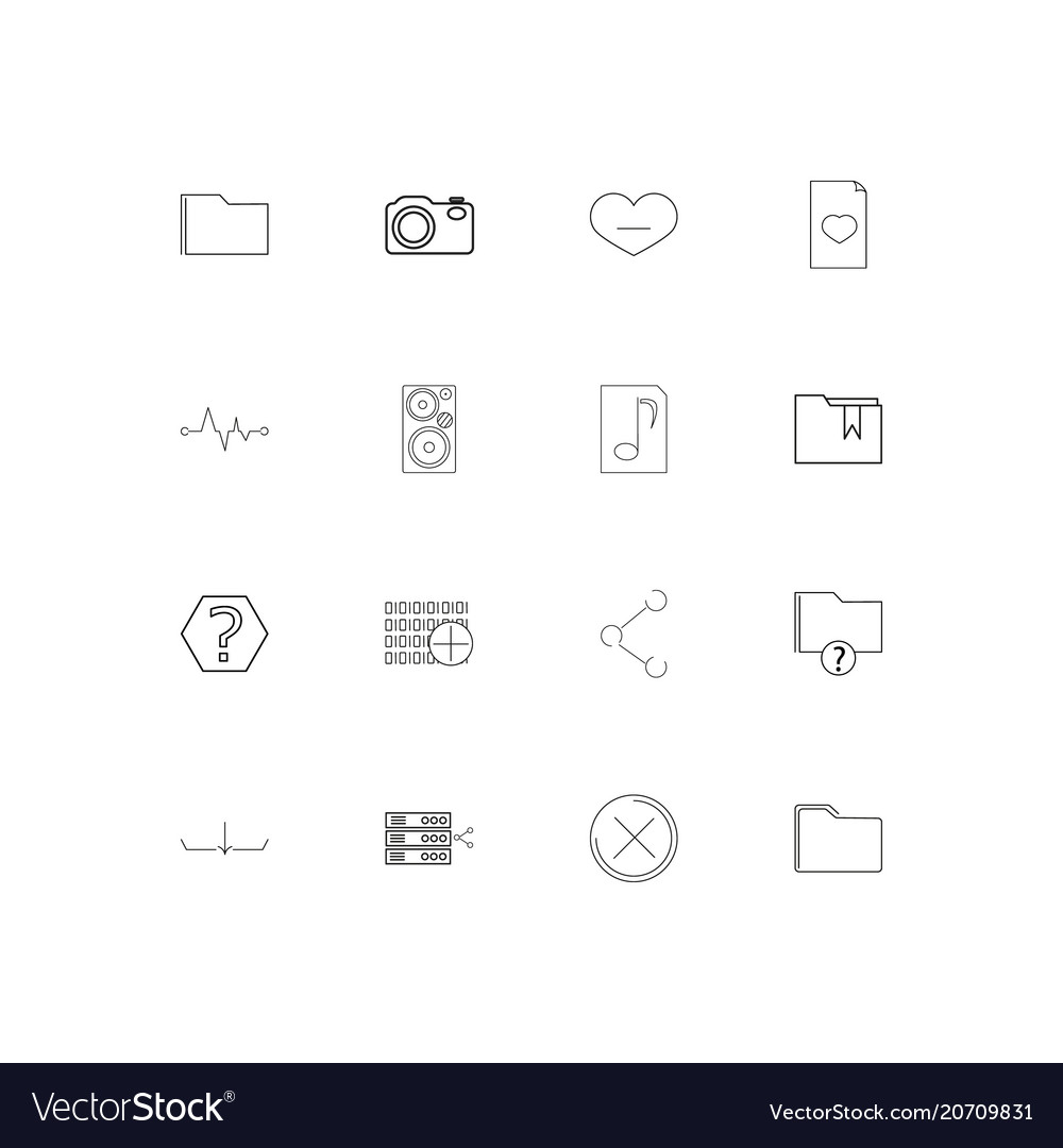 Files and folders sign simple linear icons set