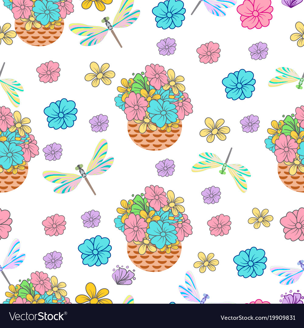 Graphic flower seamless pattern
