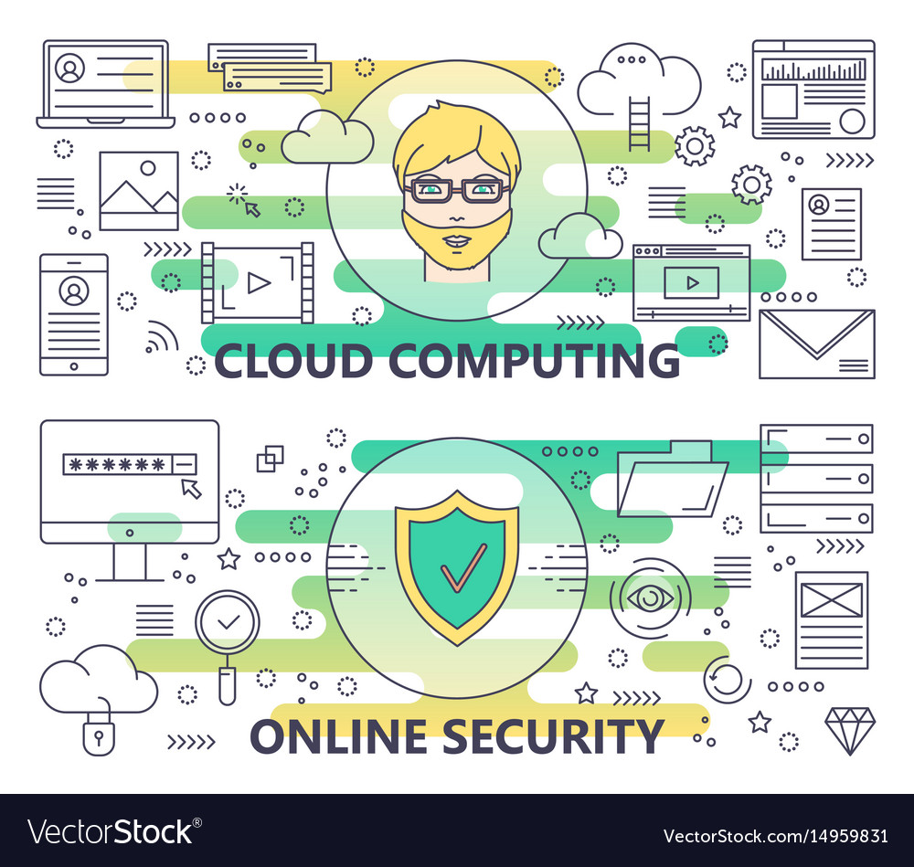 Modern thin line cloud computing and online