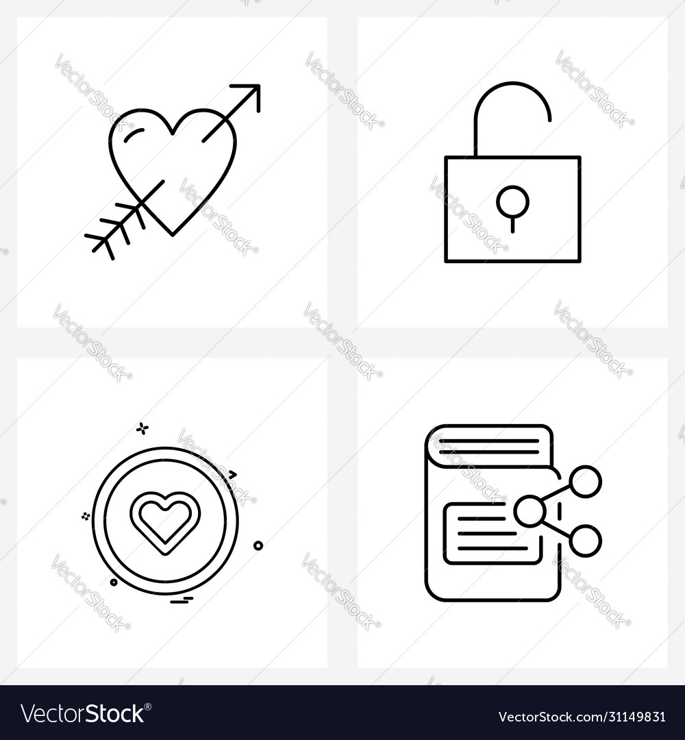Set 4 universal line icons arrow user