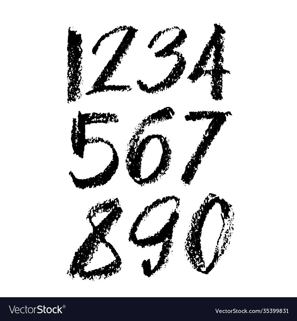 Set calligraphic pastel or charcoal numbers