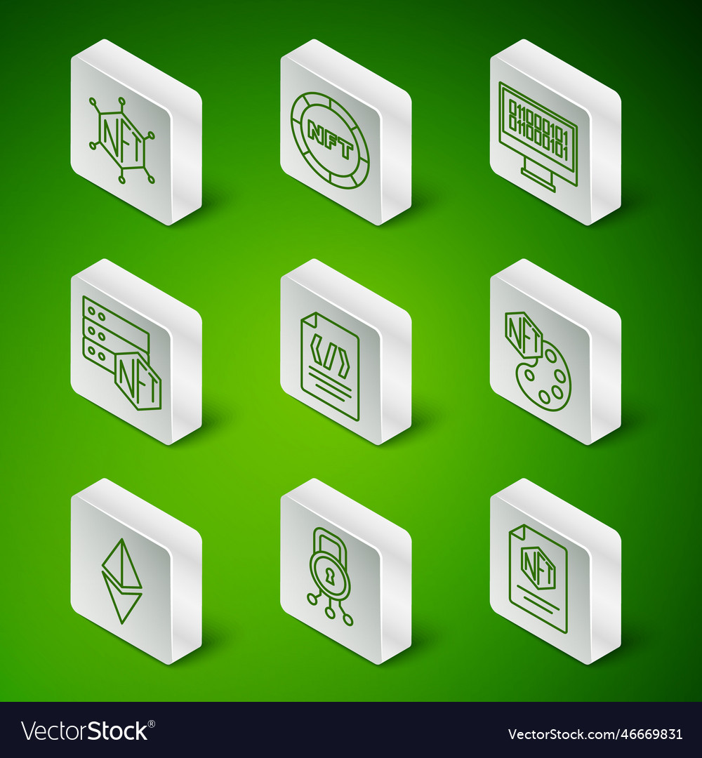 Set line nft contract cyber security blockchain vector image Set line nft contract cyber security blockchain