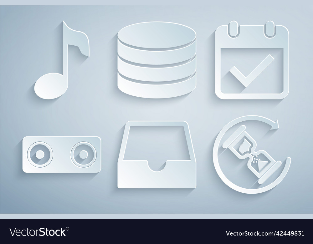 Set social media inbox calendar with check mark vector image Set social media inbox calendar with check mark