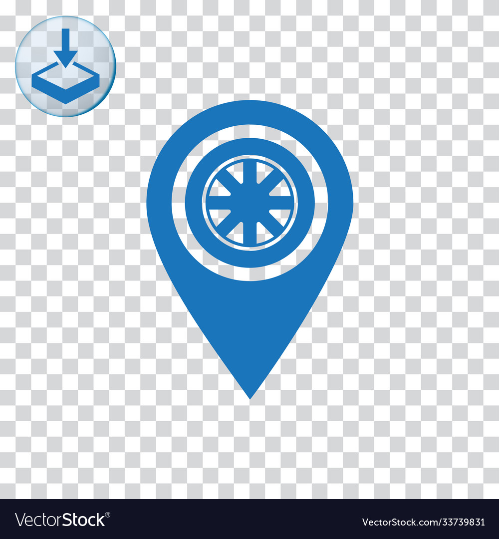 Tyre with pin icon for web and mobile