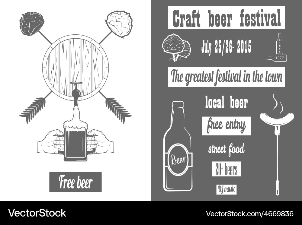 Beer craft fest twocolor poster Royalty Free Vector Image