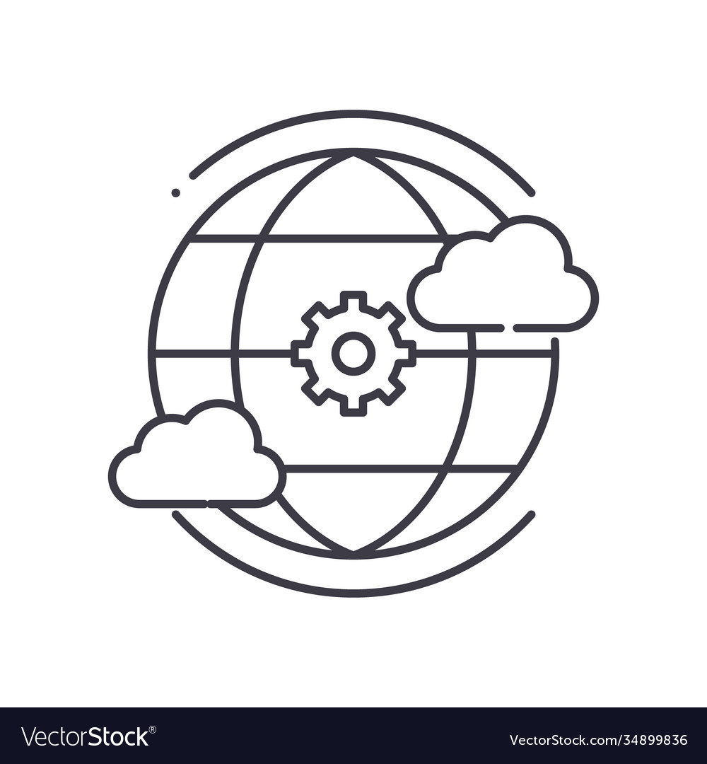 Cloud network image icon linear isolated