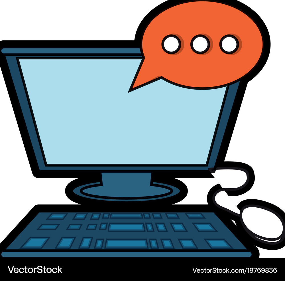Computer with speech bubble icon Royalty Free Vector Image