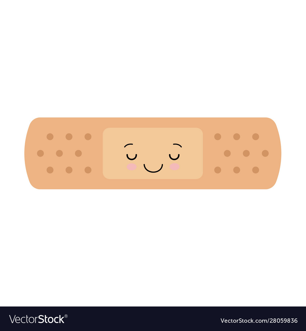 Cute Kawaii Band Aid Icon On White Background Vector Image