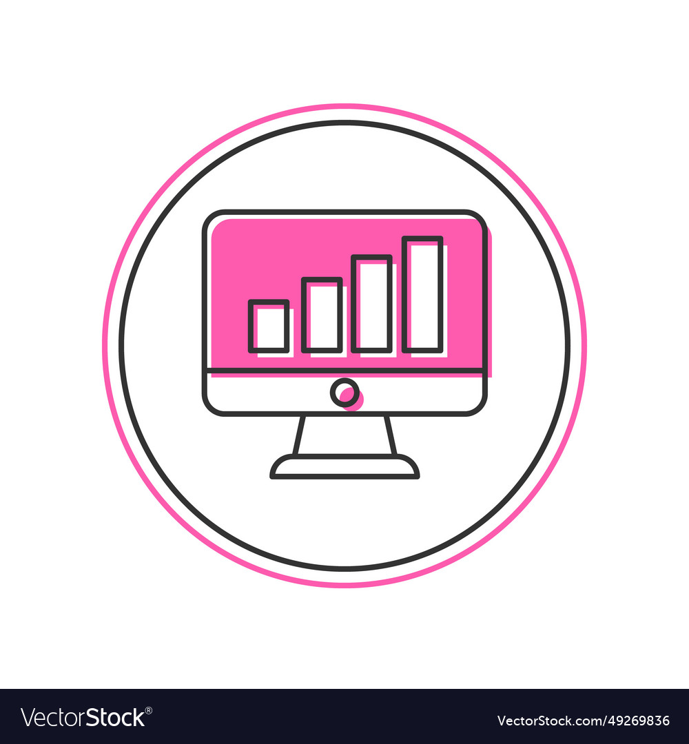 Gefüllte Kontur Computermonitor mit Diagrammdiagramm vector image Gefüllte Kontur Computermonitor mit Diagrammdiagramm