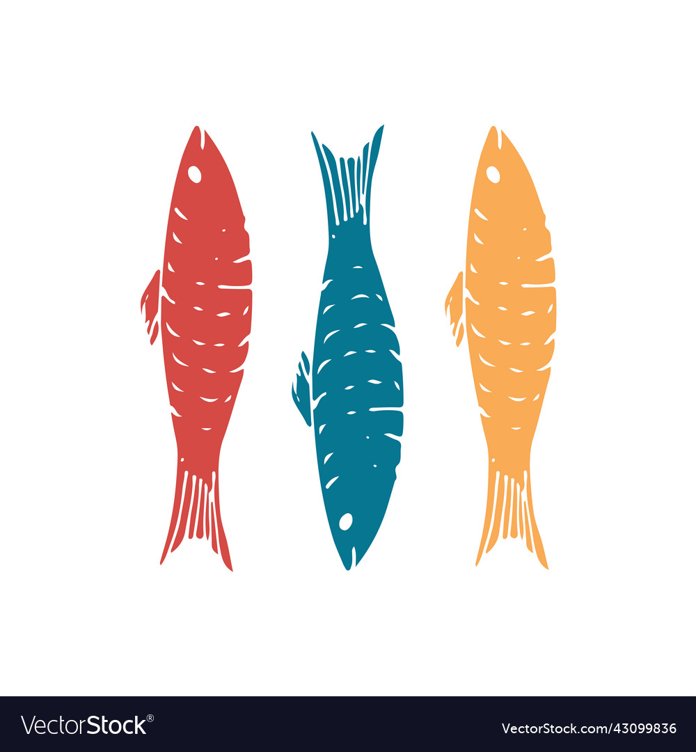 Fish set cartoon sketch doodle vector image Fish set cartoon sketch doodle
