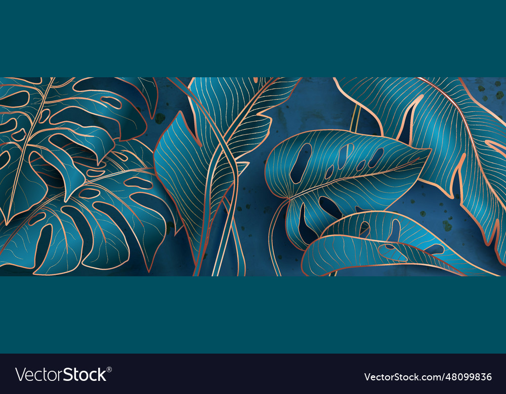 Floral patterns in blue and serpentine metallic Vector Image