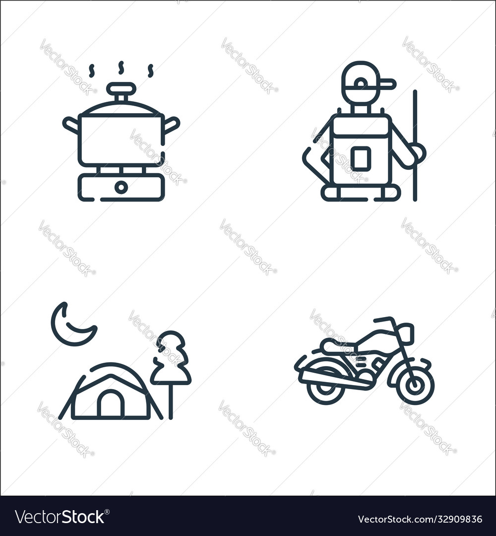 Free time line icons linear set quality