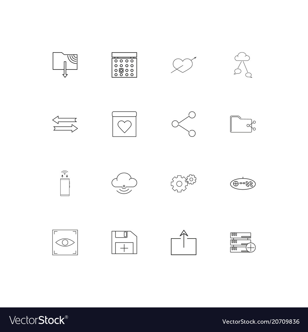 Internet technologies simple linear icons set